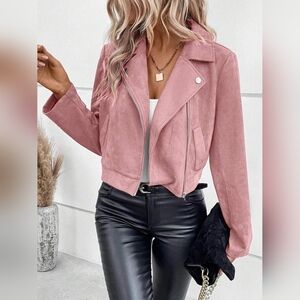 Women's Pink Suede Moto Jacket